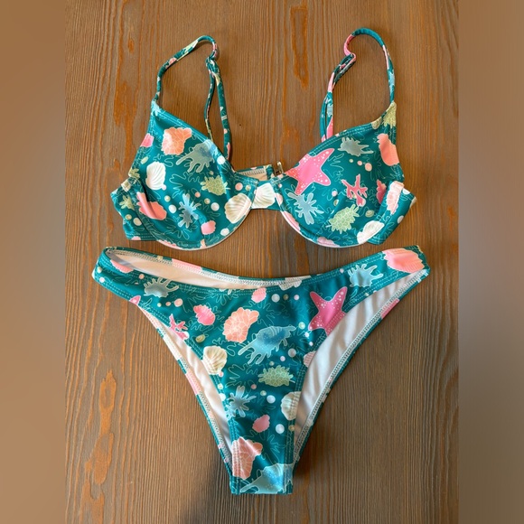 Teal Seashell Bikini Small NWOT - Picture 1 of 5